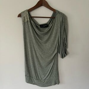 NWOT Women's One Grey Day Beaded Tunic, Grey, Size Small